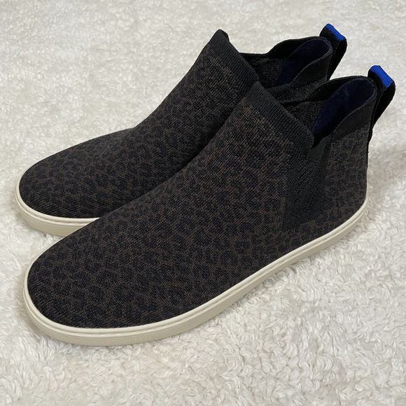 Rothy's The Chelsea Ankle Boot Leopard Print Brown Black Recycled 9 - Picture 2 of 8